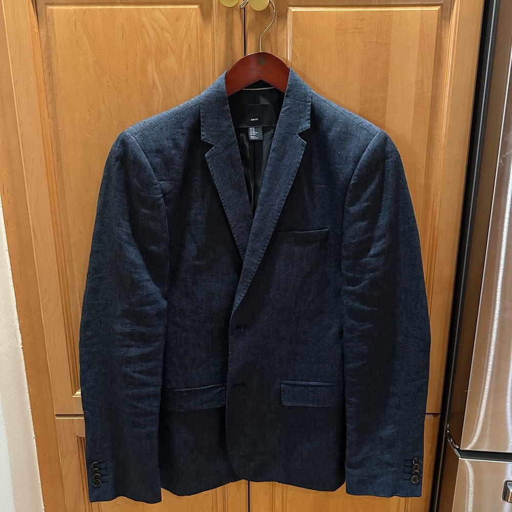 H&M linen Navy Sport Coat Blazer 36R